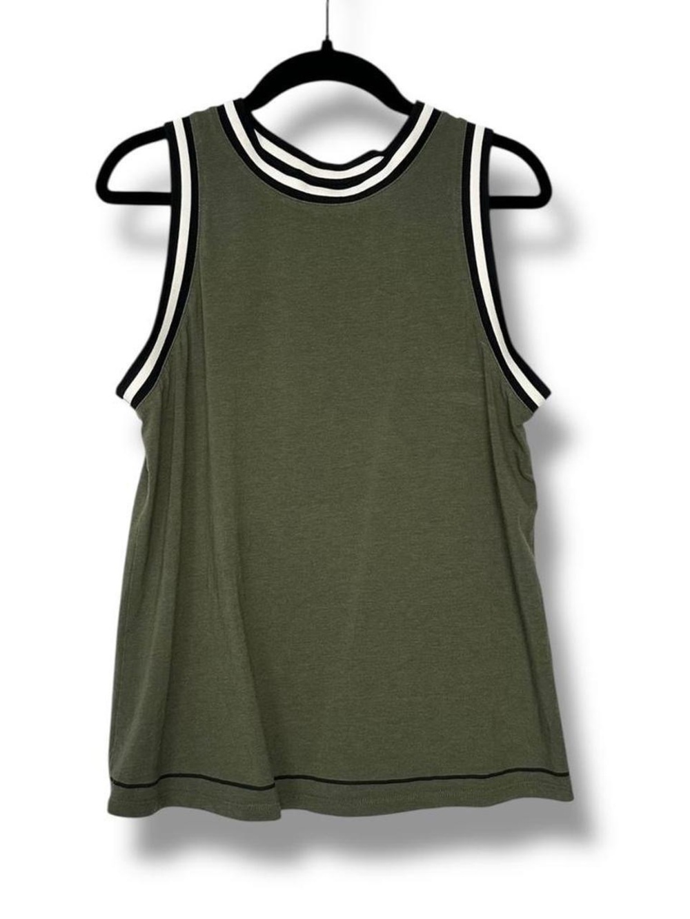 Hunter for Target Army Green Stretch Knit Striped Trim Tank Top S